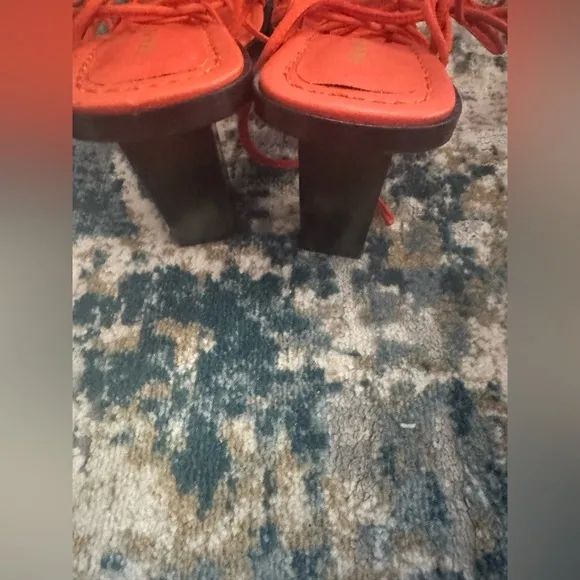 FRAME Le Doheny women’s chunky heeled Sandals in orange size 36 leather size 5.5