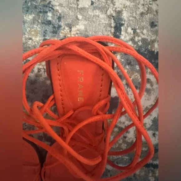 FRAME Le Doheny women’s chunky heeled Sandals in orange size 36 leather size 5.5
