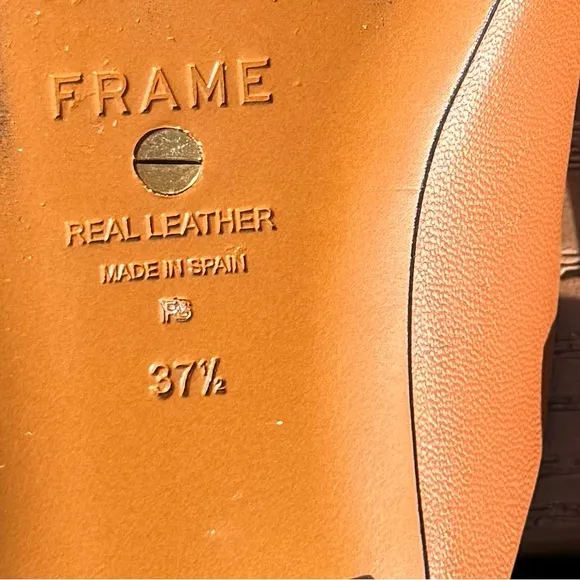 FRAME Real Leather Square Toe Slides | Size 37.5 (US 7.5)| Made in Spain