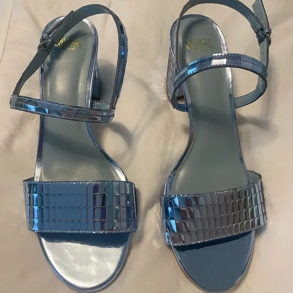 Frances Valentine Disco Grid Bettina Sandal in Celeste - size 8.5
