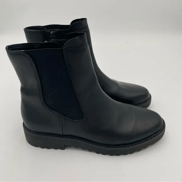 Franco Sarto Carian Leather Essential Chelsea Boots Ankle Booties Black Size 6