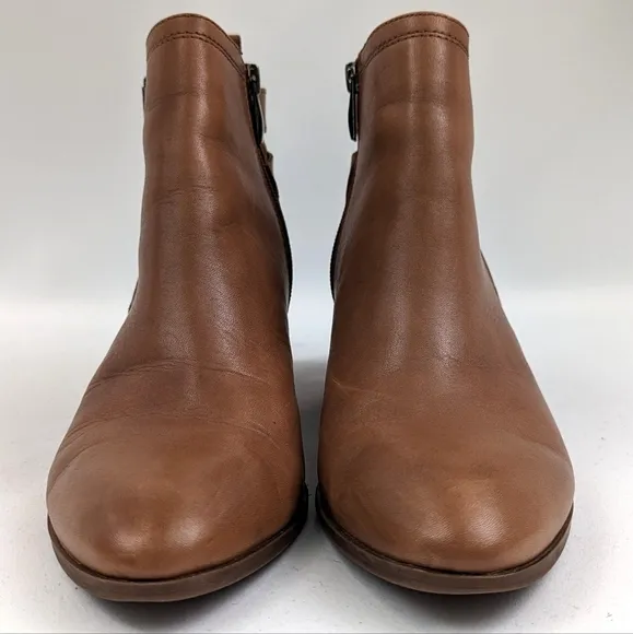 Franco Sarto Garda Buckle Strap Suede Leather Ankle Boot Side Zip Block Heel 8.5