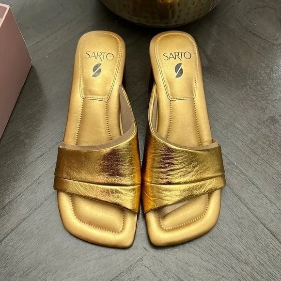 Franco Sarto | Gold Dreamy Leather Heeled Sandal