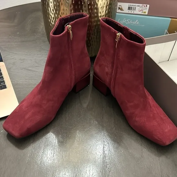 Franco Sarto Suede Side Zip Ankle Boots - Waxtona
