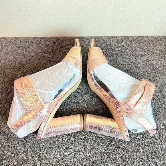 Franco Sarto Womens 7M Osmina Rose Gold Block Heel Sandals Shoes