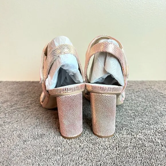 Franco Sarto Womens 7M Osmina Rose Gold Block Heel Sandals Shoes