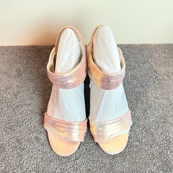 Franco Sarto Womens 7M Osmina Rose Gold Block Heel Sandals Shoes