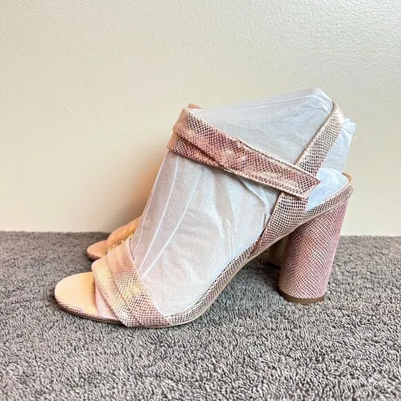 Franco Sarto Womens 7M Osmina Rose Gold Block Heel Sandals Shoes