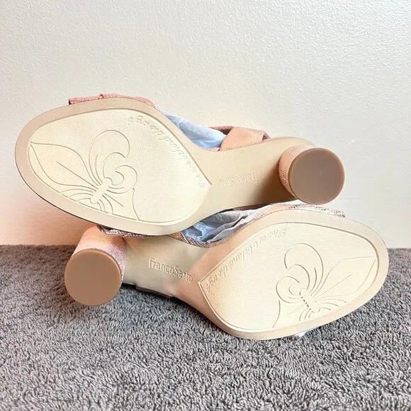 Franco Sarto Womens 7M Osmina Rose Gold Block Heel Sandals Shoes