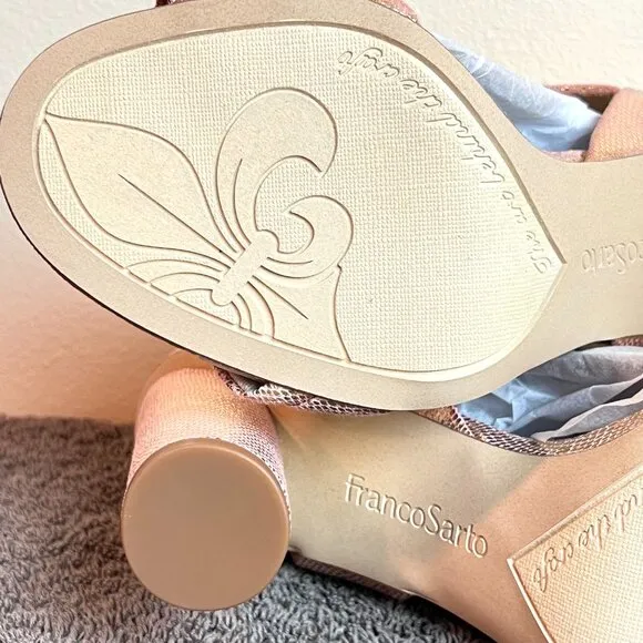 Franco Sarto Womens 7M Osmina Rose Gold Block Heel Sandals Shoes