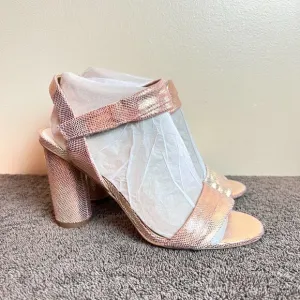 Franco Sarto Womens 7M Osmina Rose Gold Block Heel Sandals Shoes