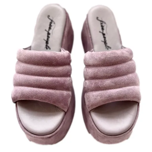 Free People Almost Paradise Suede Platform Sandals Slides Size 36.5 NEW …
