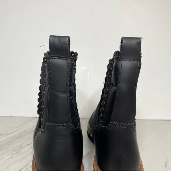 Free People Atlas Black Puffer Studded Chelsea Boot 39 1/2