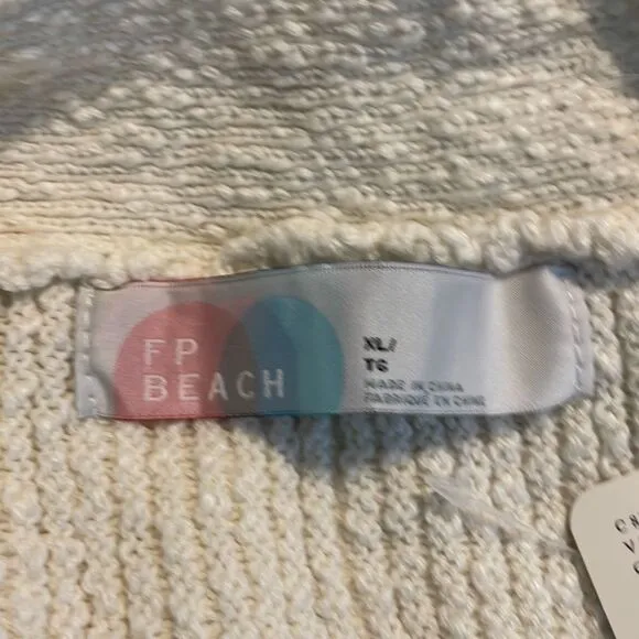 Free People Beach Primavera Skort Sweater Set Ivory Chunky Textured Knit XL