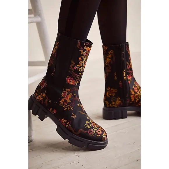 Free People Brooks Brocade Chelsea Boots