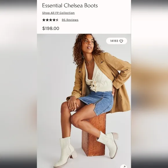 Free People Essential Chelsea Boots in Cream size 38 or size 7.5