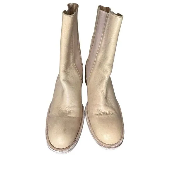 Free People Essential Dusty Pink Chelsea Leather Boots Mildly Distressed sz 38