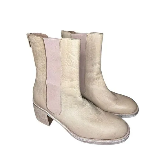 Free People Essential Dusty Pink Chelsea Leather Boots Mildly Distressed sz 38