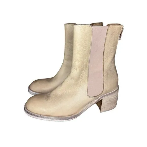 Free People Essential Dusty Pink Chelsea Leather Boots Mildly Distressed sz 38