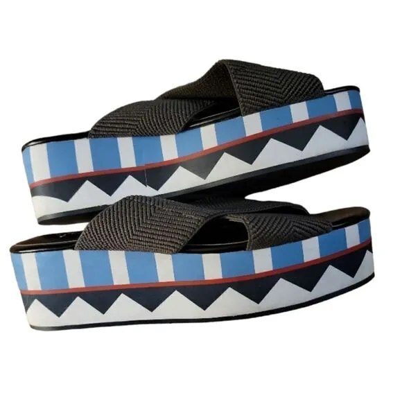 Free People Geometric Strap Platform Wedges