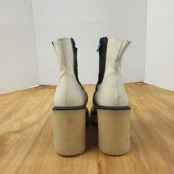 FREE PEOPLE James Chelsea Leather Boots Sz EU 36/US 5.5-6 Bone White Booties NWT