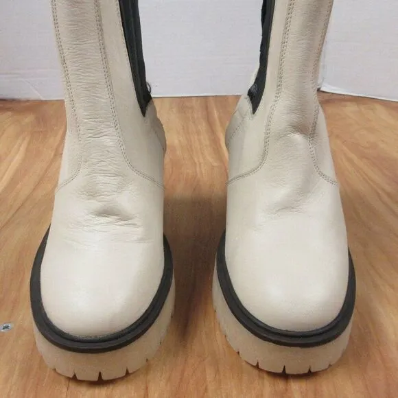 FREE PEOPLE James Chelsea Leather Boots Sz EU 36/US 5.5-6 Bone White Booties NWT