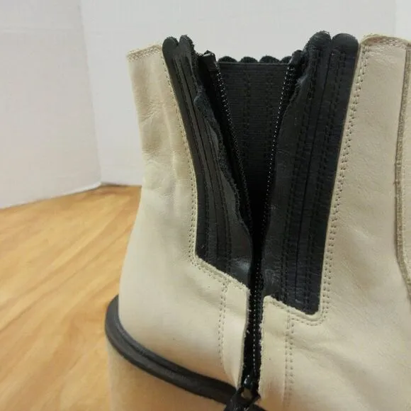 FREE PEOPLE James Chelsea Leather Boots Sz EU 36/US 5.5-6 Bone White Booties NWT