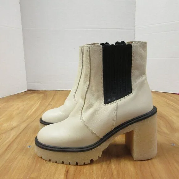FREE PEOPLE James Chelsea Leather Boots Sz EU 36/US 5.5-6 Bone White Booties NWT
