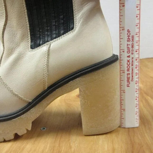 FREE PEOPLE James Chelsea Leather Boots Sz EU 36/US 5.5-6 Bone White Booties NWT