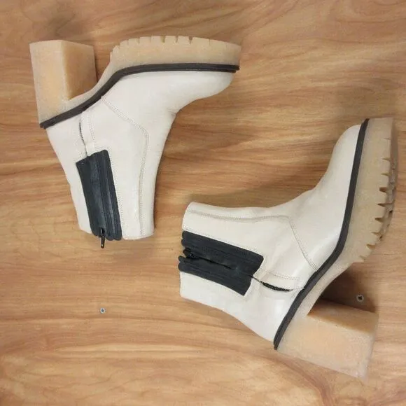 FREE PEOPLE James Chelsea Leather Boots Sz EU 36/US 5.5-6 Bone White Booties NWT
