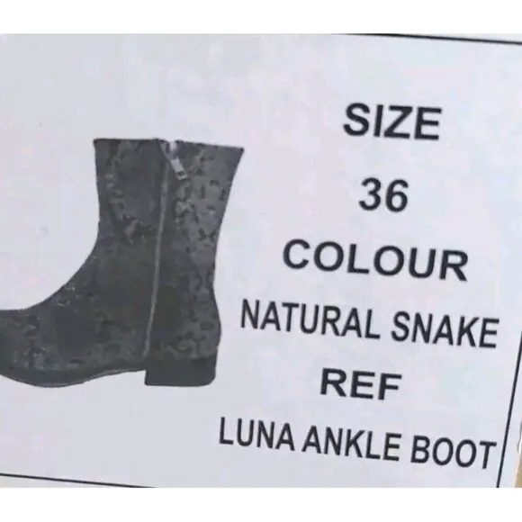 Free People Luna Ankle Boot Women 6 Leather Natural Snake Skin Side Zip New