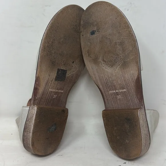 Free People Mont Blanc Leather Cut Away Sandals light grey D’orsay size 37