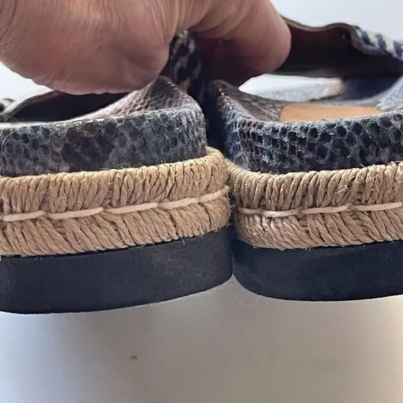 Free People Navy Python Snakeskin Espadrille Slides, Size 37