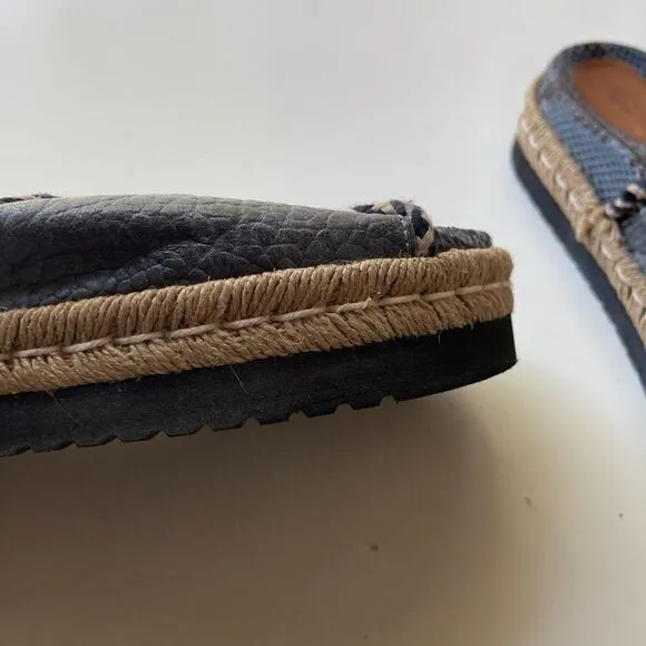 Free People Navy Python Snakeskin Espadrille Slides, Size 37