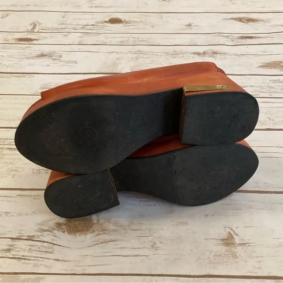 Free People Orange Moon Clog Chunky Heel Mule Slide Sandals Size 7