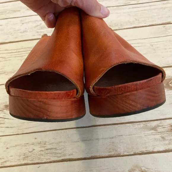 Free People Orange Moon Clog Chunky Heel Mule Slide Sandals Size 7