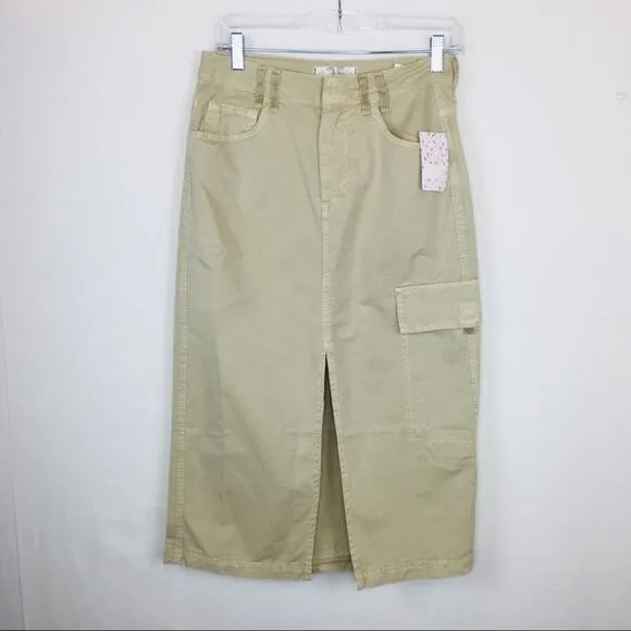 Free People | Scout Midi Skirt NWT 25 Sand Y2K