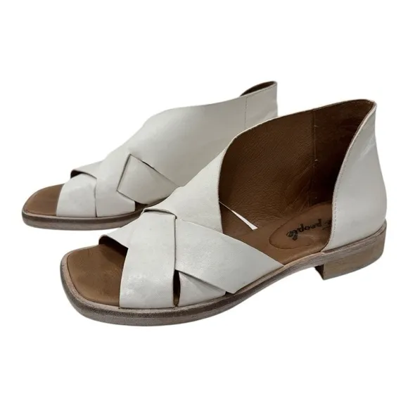 FREE PEOPLE Sun Valley Leather Open-toe D'orsay Sandals in White Size 36 US 5.5
