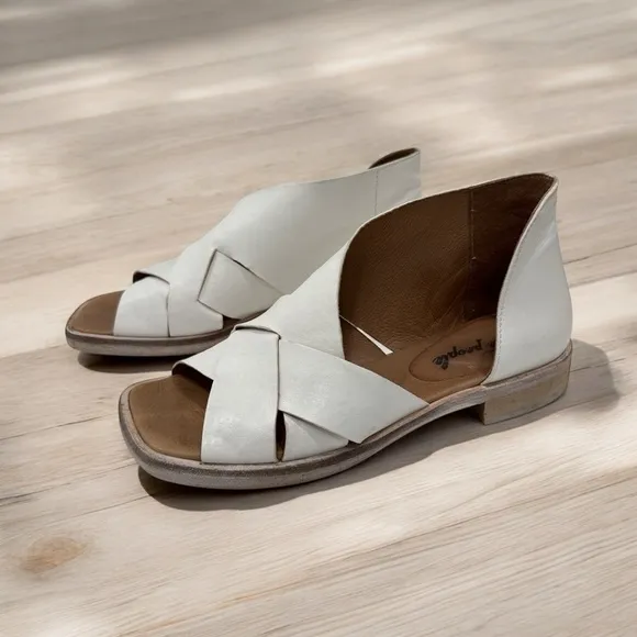 FREE PEOPLE Sun Valley Leather Open-toe D'orsay Sandals in White Size 36 US 5.5