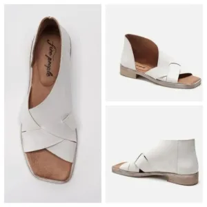 FREE PEOPLE Sun Valley Leather Open-toe D'orsay Sandals in White Size 36 US 5.5