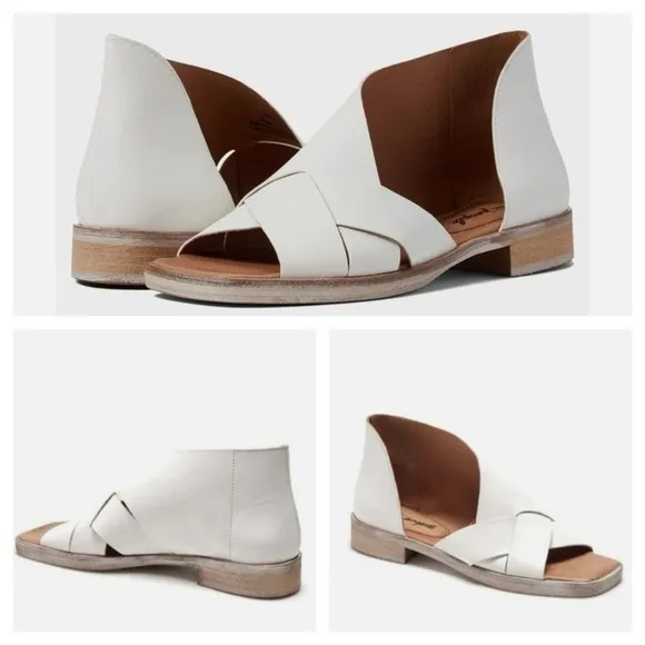 FREE PEOPLE Sun Valley Leather Open-toe D'orsay Sandals in White Size 36 US 5.5
