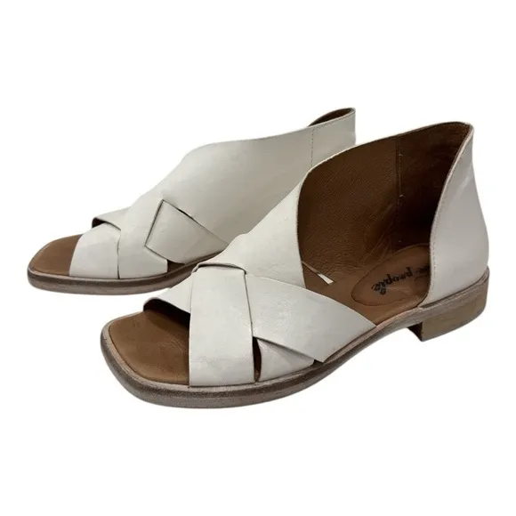 FREE PEOPLE Sun Valley Leather Open-toe D'orsay Sandals in White Size 36 US 5.5