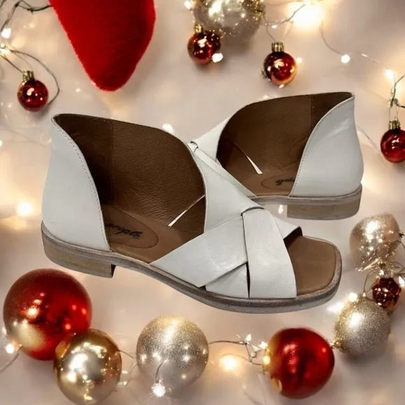 FREE PEOPLE Sun Valley Leather Open-toe D'orsay Sandals in White Size 36 US 5.5