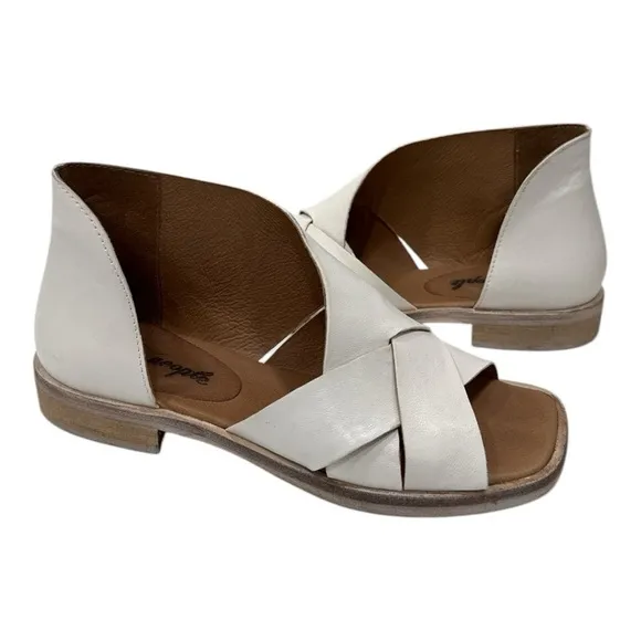 FREE PEOPLE Sun Valley Leather Open-toe D'orsay Sandals in White Size 36 US 5.5