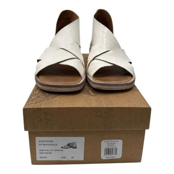 FREE PEOPLE Sun Valley Leather Open-toe D'orsay Sandals in White Size 36 US 5.5