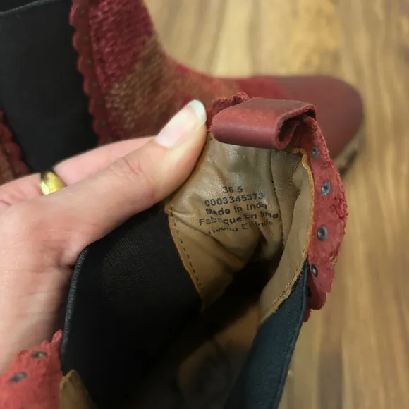 Free People Textile Atlas Chelsea Boot in Burgundy Red Kilim