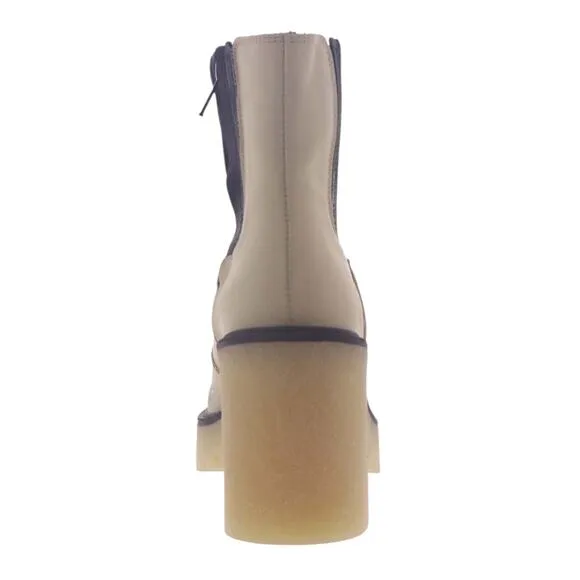 Free People Women's James Leather Chunky Lug Sole Chelsea Boots Bone Size 9