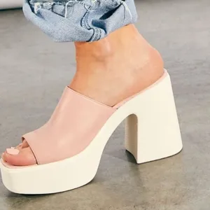 FREE PEOPLE 'Zoe' Platform Slide Sandal in Pink Size 8/39