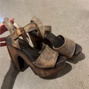 Freebird by Steve | Chunky Platform Sandals | Leather Upper Wood Bottom
