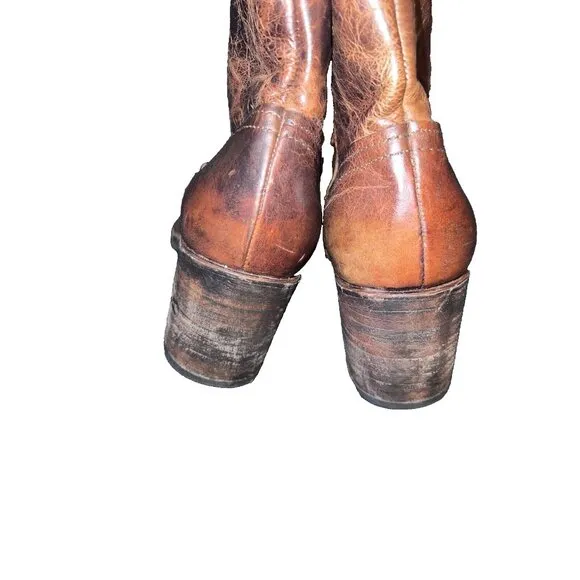 FREEBIRD By Steven Flint Side Zip Ankle Boots Distressed Brown Leather